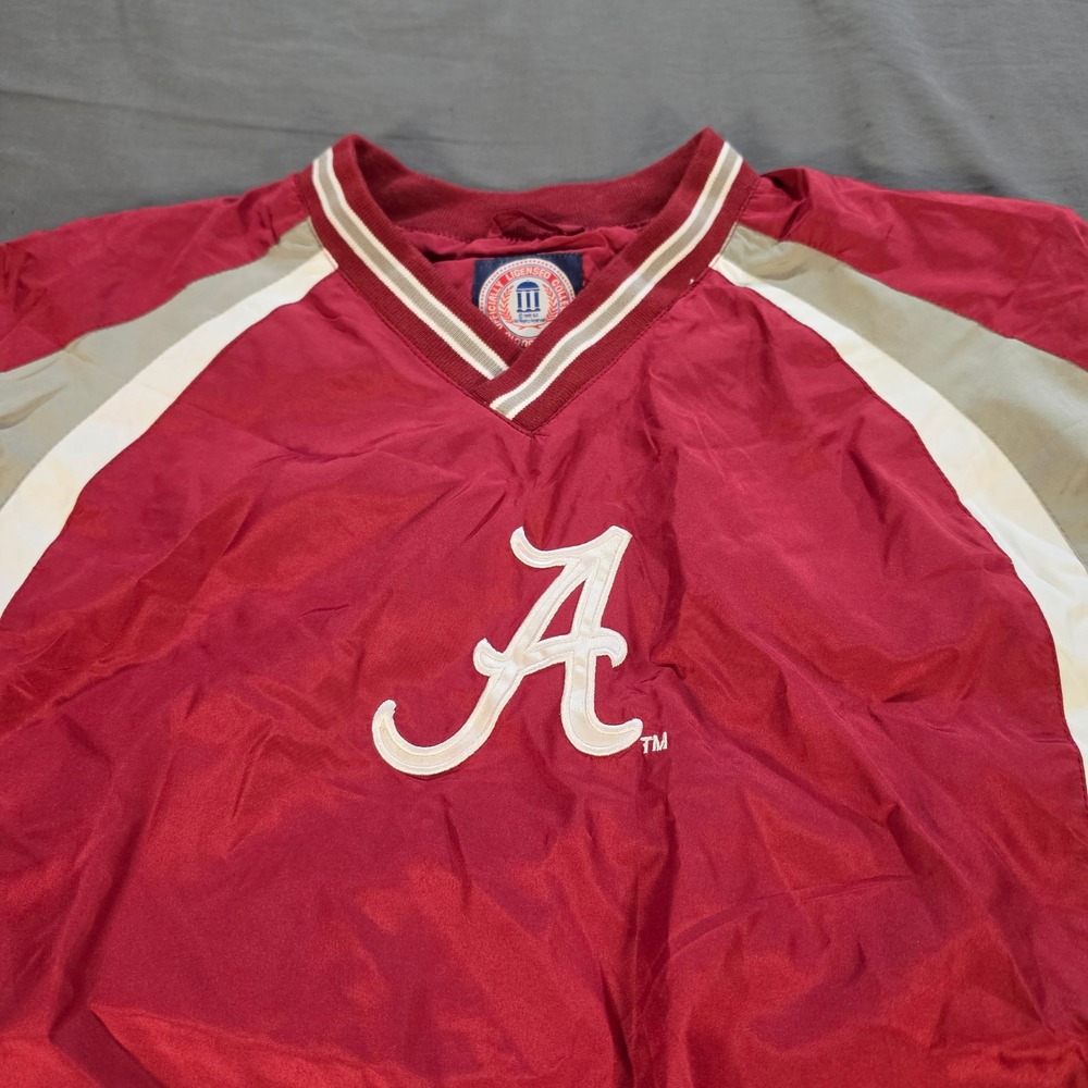 NWT Alabama Crimson Tide Windbreaker V-Neck Pullover Jacket Crimson Red Grey Lg
